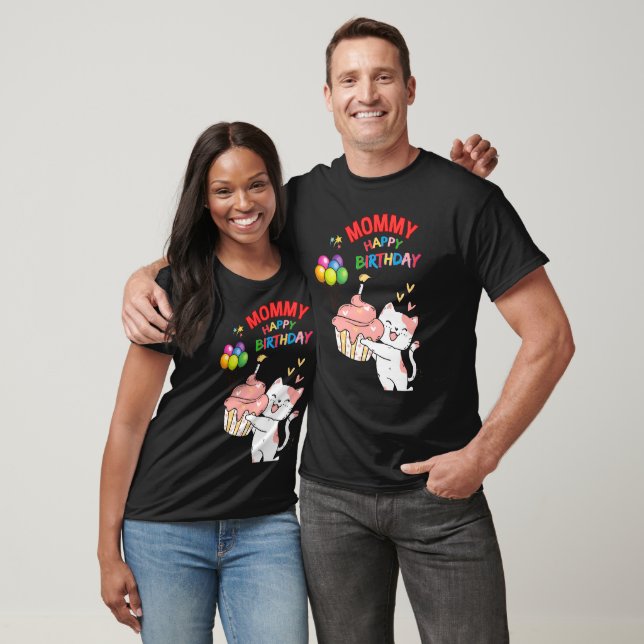 Mommy Mum Mother Birthday Cat Candle Balloons T-Shirt (Unisex)