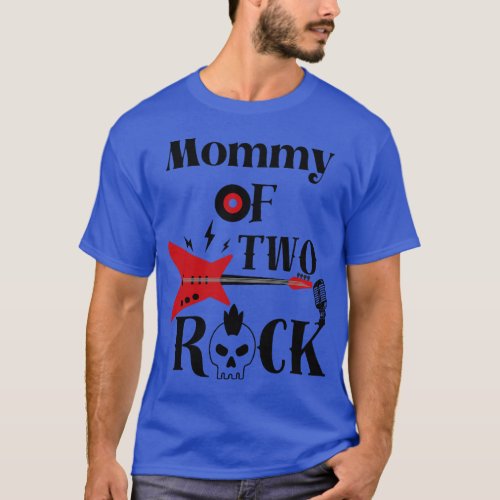 Mommy of 2 Rock RocknRoll 2nd Birthday Family Part T_Shirt