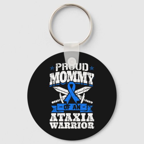 Mommy Of An Ataxia Warrior Awareness Ribbon Dystax Keychain