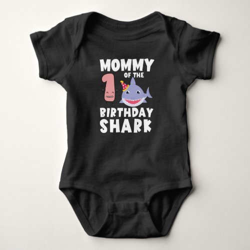 Mommy Of The 1st Birthday Shark First Birthday Baby Bodysuit