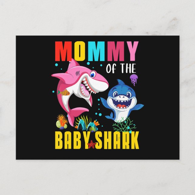 Mommy Of The Baby Shark Tee Birthday Grandma Shark Invitation Postcard (Front)