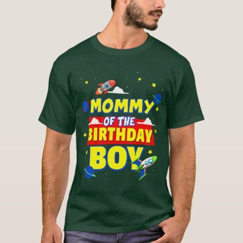Mommy Of The Birthday Astronaut Boy Outer Space Th T_Shirt