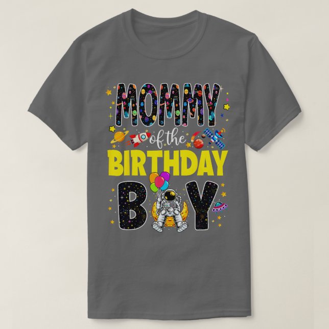 Mommy of the Birthday Boy Mom 2nd Outer Space Outf T-Shirt (Design Front)