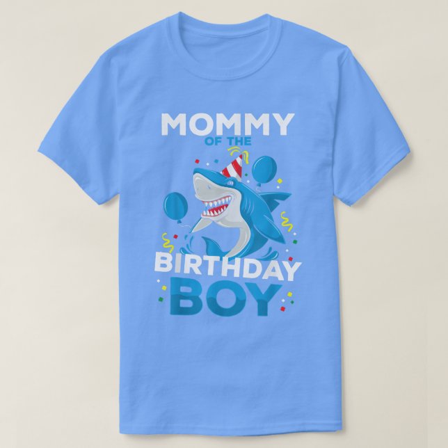 Mommy of The Birthday Boy Shark Ocean Theme Matchi T-Shirt (Design Front)