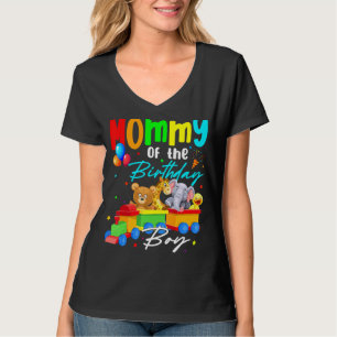 Mommy Of The Birthday Boys Train Family Safari Ani T-Shirt
