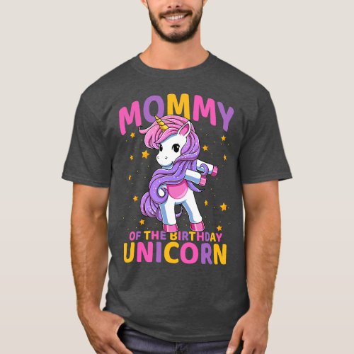 Mommy Of The Birthday Girls Unicorn Flossing Mom   T_Shirt