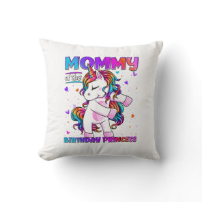 Mommy of the Birthday Princess Girl Flossing Unico Throw Pillow