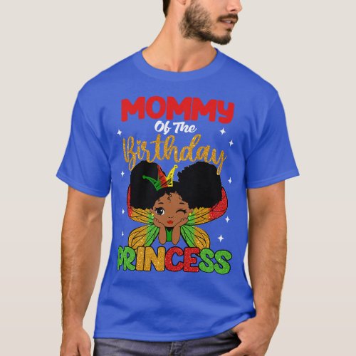 Mommy Of The Birthday Princess Melanin Afro Black  T_Shirt