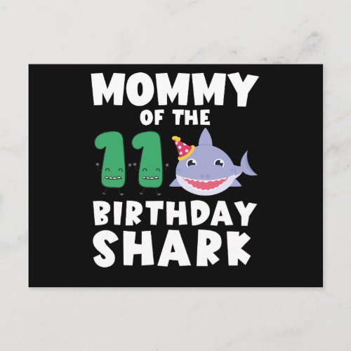 Mommy Of The Birthday Shark 11 years old Birthday Postcard