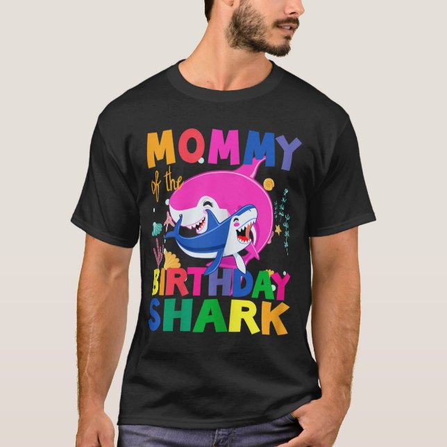 Mommy of the Birthday Shark birthday T-Shirt (Front)