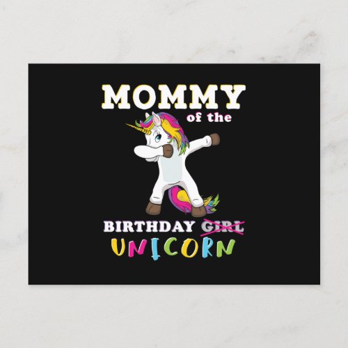 Mommy of the BirthdayGirl T_Shirt Magic Unicorn Announcement Postcard
