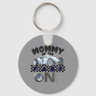 Mommy Of The Fast One Birthday 1st Race Car Family Keychain