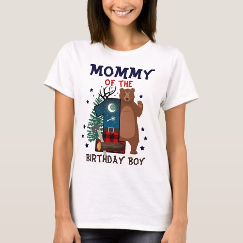Mommy of the First Birthday Lumberjack  Woodland  T_Shirt