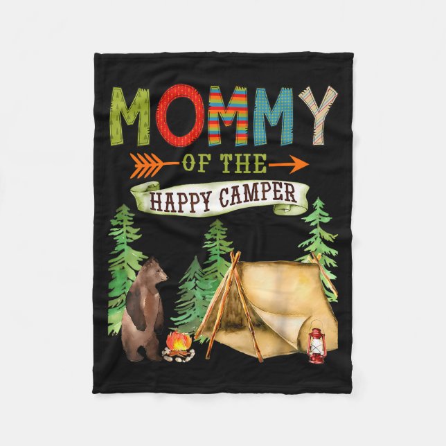 Mommy Of The Happy Camper First Birthday Camng  Fleece Blanket (Front)