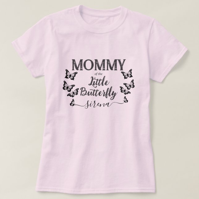 Mommy of the Little Butterfly | Mother to Be Pink T-Shirt (Design Front)