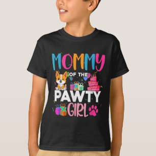 Mommy Of The Pawty Girl Corgi Dog Family Birthday T-Shirt