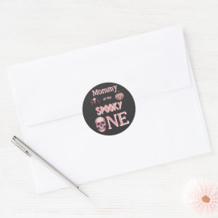 Mommy of the Spooky One Pinkoween Vintage Skull Classic Round Sticker