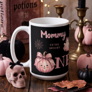 Mommy of the Spooky One Retro Pink Ghost Coffee Mug