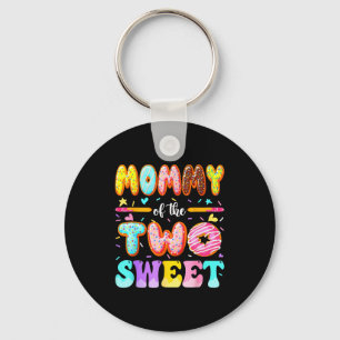 Mommy Of The Two Sweet Donut 2nd Birthday Girl  Keychain