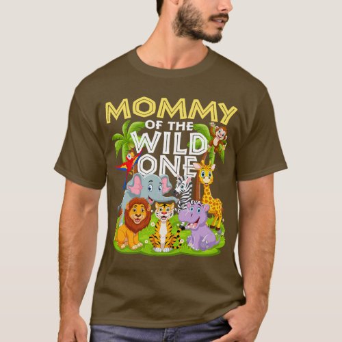 Mommy Of The Wild One 1st Birthday Zoo Animal Safa T_Shirt