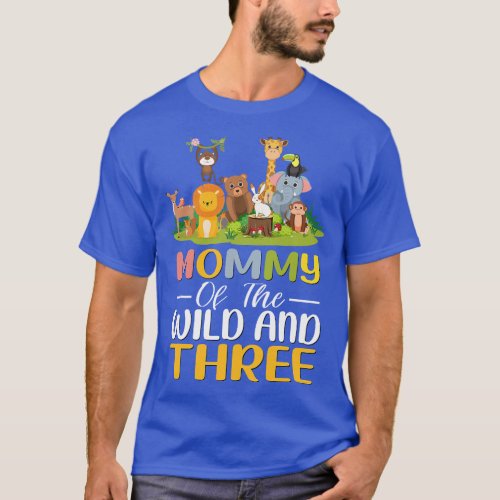 Mommy of the Wild Three Zoo Bday Safari Animals Pa T_Shirt