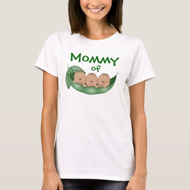 Mommy of Triplet Boys with Dark Skin T-Shirt (Front)