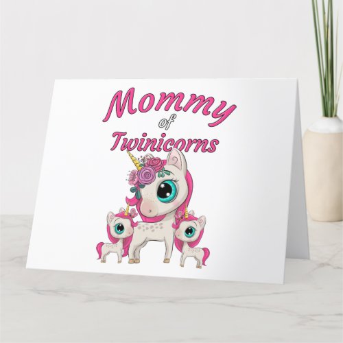 Mommy of Twinicorns Mom  Twin Daughters Unicorn Thank You Card