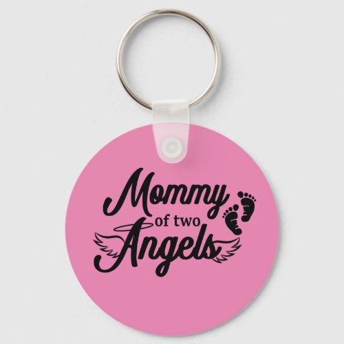 Mommy of Two Angels Twins Keychain