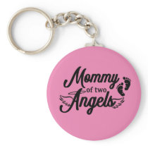 Mommy of Two Angels Twins Keychain