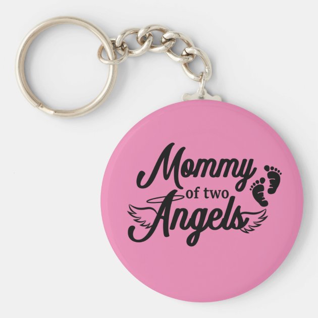 Mommy of Two Angels Twins Keychain | Zazzle.com