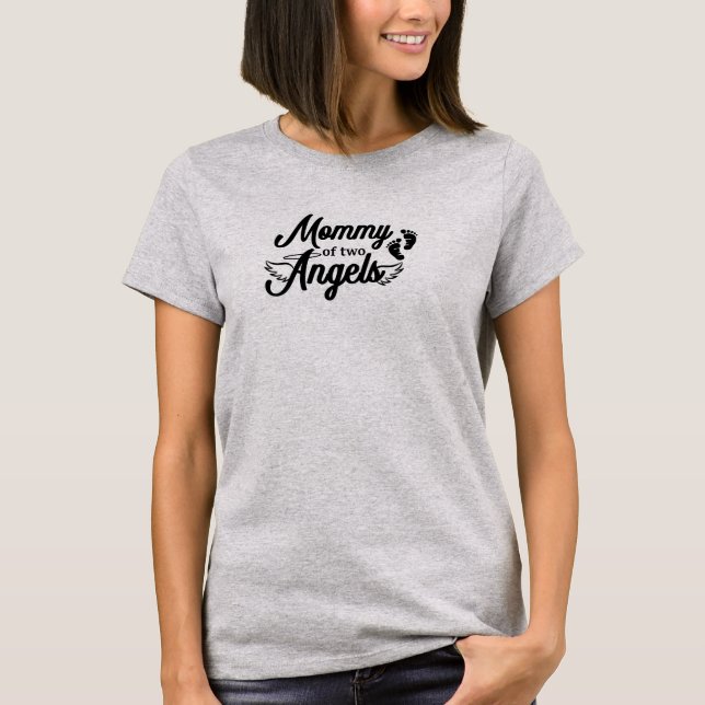 Mommy of Two Angels Twins T-Shirt (Front)
