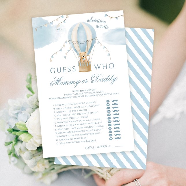 Mommy or Daddy Air balloon bear baby shower games (Creator Uploaded)