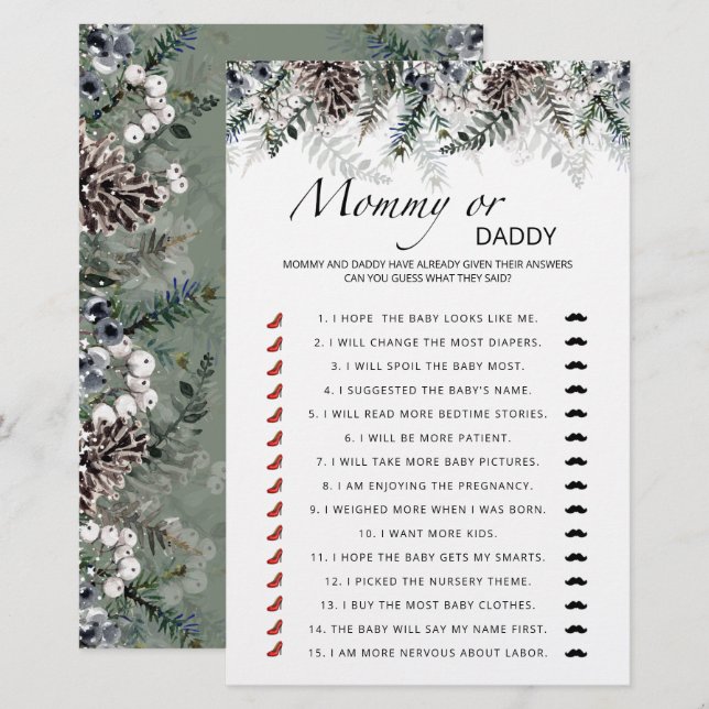 Mommy or daddy baby game (Front/Back)