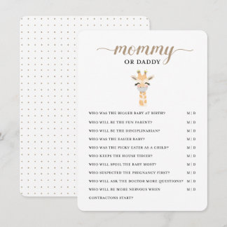 Mommy or Daddy - Baby Shower Game Enclosure Card