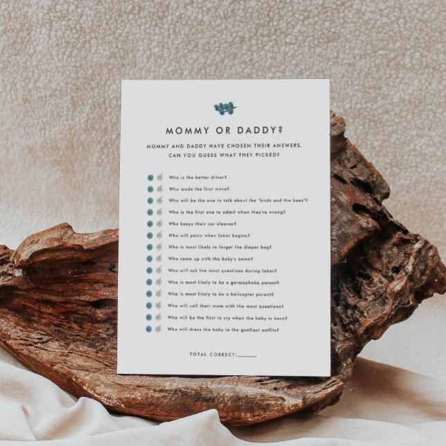 Mommy or Daddy Baby Shower Game Enclosure Card (Creator Uploaded)