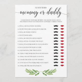 Mommy or Daddy Baby Shower Game Greenery Theme