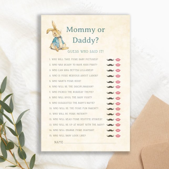 Mommy or Daddy Baby Shower Game Peter The Rabbit (Creator Uploaded)