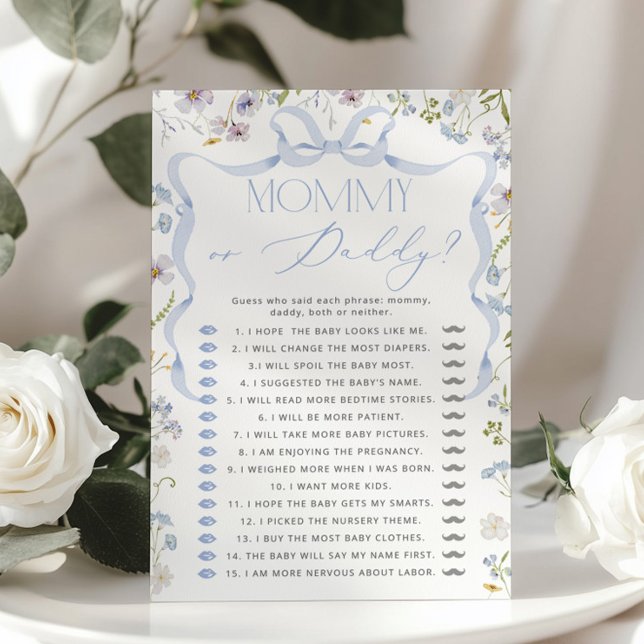  Mommy or Daddy Blue Bow Guess Who Floral game (Creator Uploaded)