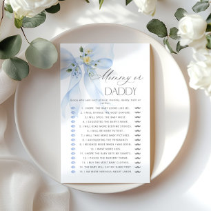 Mommy or Daddy Blue Bow Guess Who Floral game