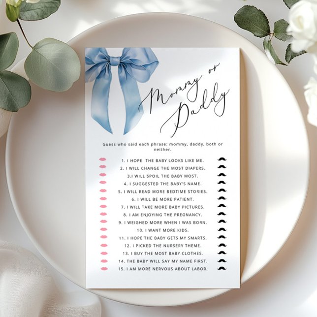  Mommy or Daddy Blue Bow Guess Who game (Creator Uploaded)