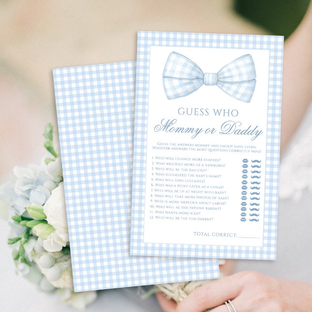 Mommy or Daddy bow tie gingham baby shower games (Creator Uploaded)