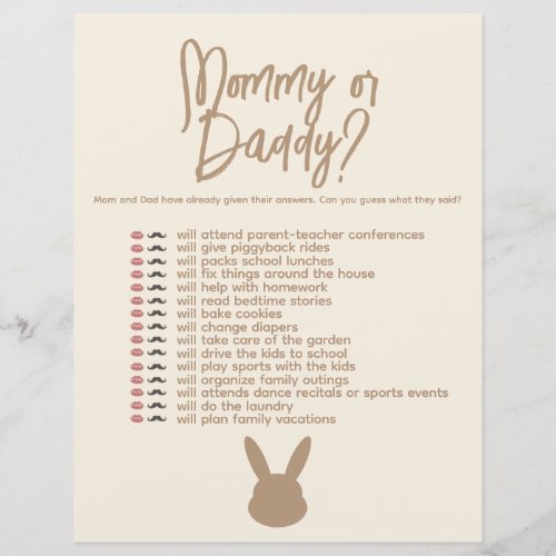 Mommy or Daddy Bunny Theme Game 
