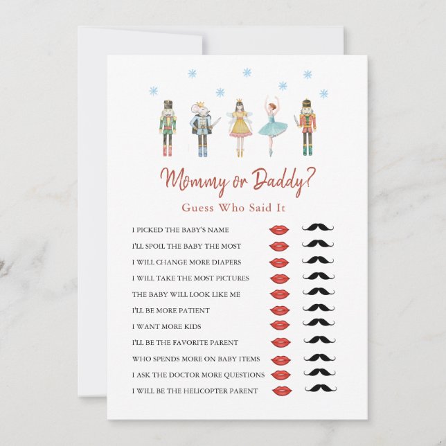 Mommy or Daddy Christmas Girl Baby Shower Game Invitation (Front)
