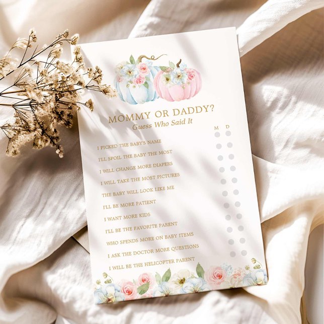 Mommy or Daddy Fall Gender Reveal Game (Autumn Gender Reveal Mommy or Daddy Baby Shower Game)