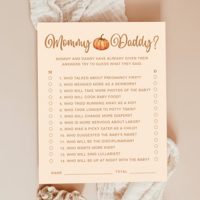 Mommy Or Daddy Fall Pumpkin Baby Shower Game (Creator Uploaded)