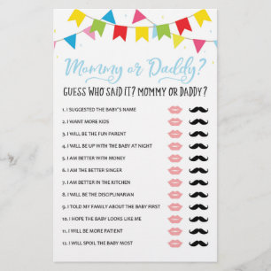 Mommy or Daddy Game Baby Shower Party game