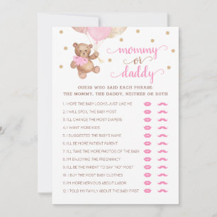 Mommy or Daddy Game Baby Shower Teddy Bear Invitation