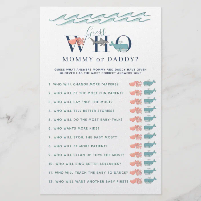 Mommy Or Daddy Game Under The Sea Baby Shower Flyer Zazzle Com