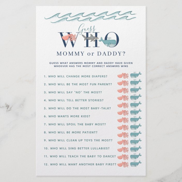 Mommy or Daddy Game Under the Sea Baby Shower Flyer | Zazzle.com