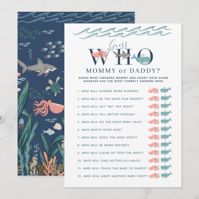 Mommy or Daddy Game Under the Sea Baby Shower Invitation (Front/Back)
